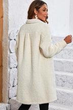 Teddy Coat - Beige Contrast Flap Pocket Single Breasted